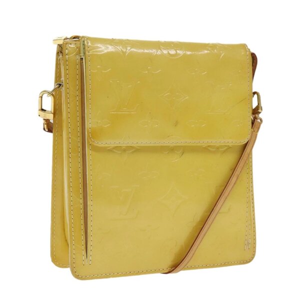 LOUIS VUITTON Monogram Vernis Motto Pouch Lime Yellow M91059 LV Auth 94843 - Picture 1 of 16